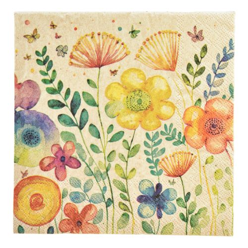 Floristik24 Tovaglioli Primavera Farfalla Fiori 33x33 cm 20 pz