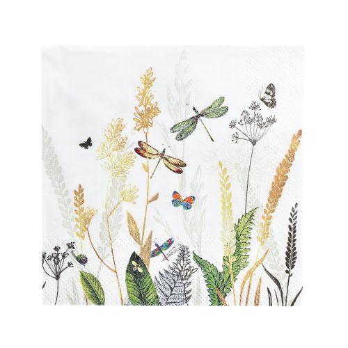 Floristik24 Tovaglioli Estate Bianco Motivo Prato Colorato 25x25 cm 20 pz