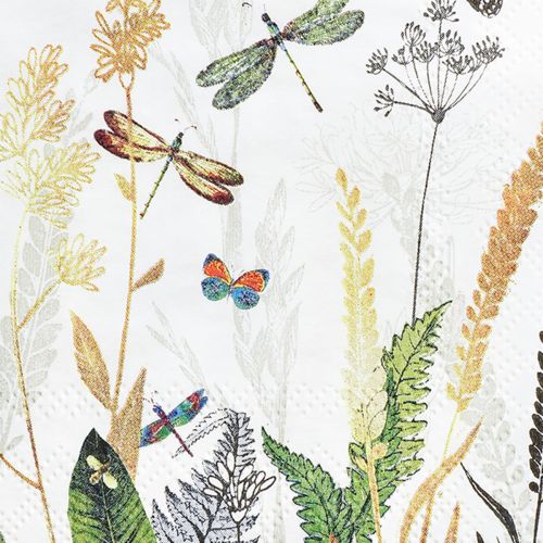 Floristik24 Tovaglioli Estate Bianco Motivo Prato Colorato 25x25 cm 20 pz
