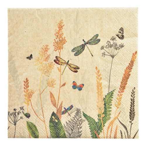 Tovaglioli prato estivo libellule fiori 33x33 cm 20 pz