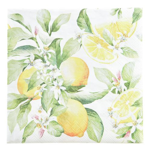 Floristik24 Tovaglioli bianchi con decoro estivo limoni 33x33 cm 20 pz
