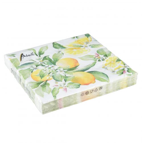 Floristik24 Tovaglioli bianchi con decoro estivo limoni 33x33 cm 20 pz