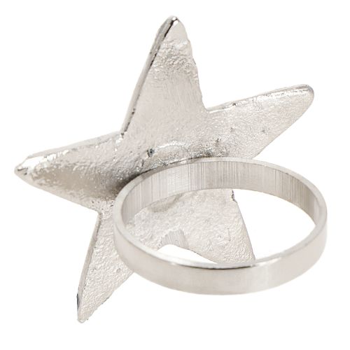Prodotto Porta tovaglioli a forma di stella in metallo argentato 7cm Ø4cm 4 pezzi