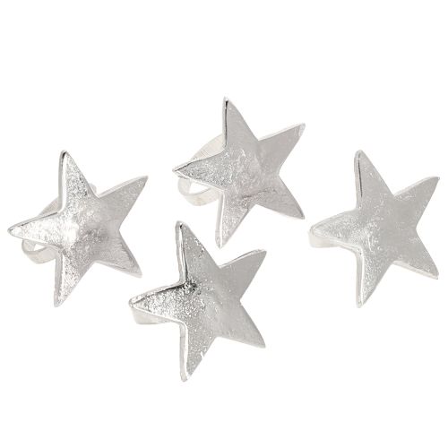Prodotto Porta tovaglioli a forma di stella in metallo argentato 7cm Ø4cm 4 pezzi