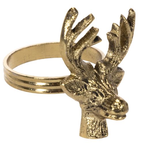 Anello portatovagliolo in metallo con testa di cervo effetto oro, 6 cm, 4 pezzi acquistare | Floristik24.it