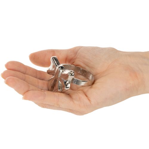 Anello portatovagliolo a forma di fiocco, in metallo, argento lucido, 5 cm, 4 pezzi | Floristik24.it