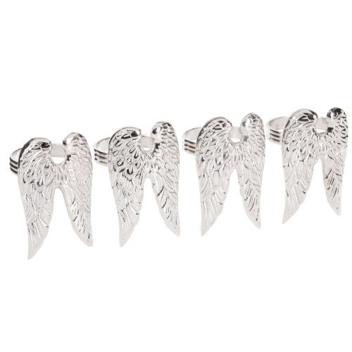 Prodotto Portatovaglioli ali d&#39;angelo decorazione da tavola argento 6,5 cm Ø4 cm 4 pz