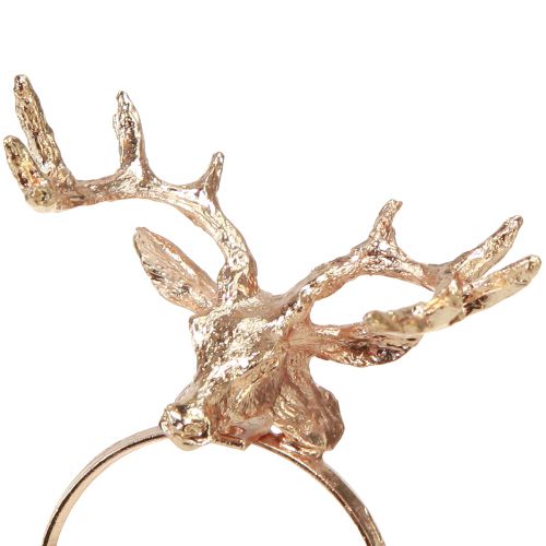Prodotto Portatovaglioli cervo decorazione da tavola in metallo rosa Ø3,5cm H 6,5cm 4pz