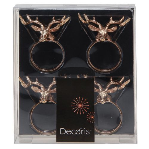 Prodotto Portatovaglioli cervo decorazione da tavola in metallo rosa Ø3,5cm H 6,5cm 4pz