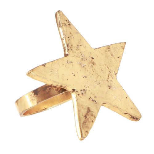 Floristik24 Portatovaglioli stella oro aspetto antico metallo 6,5 cm Ø4 cm 4 pz