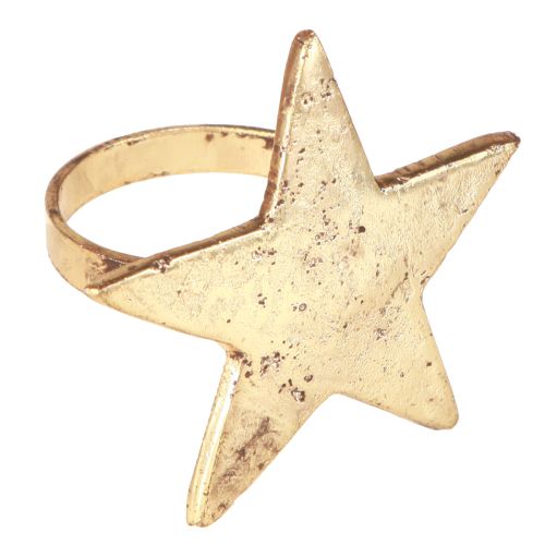 Floristik24 Portatovaglioli stella oro aspetto antico metallo 6,5 cm Ø4 cm 4 pz