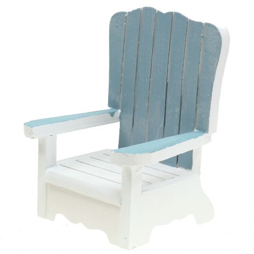Sedia decorativa in legno bianco-turchese-grigio H16cm