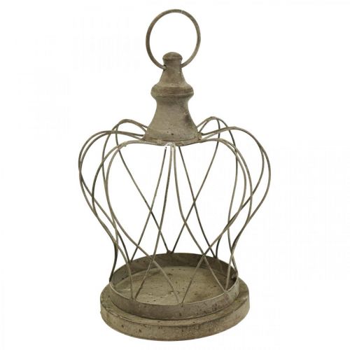 Shabby Chic Deco Crown Corona rustica in metallo da appendere H27cm