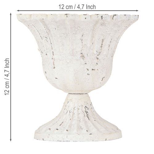 Floristik24 Decorazione Shabby Chic Tazza in Metallo Bianco Ø12cm H12cm