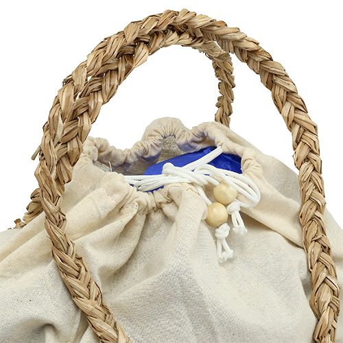 Floristik24 Borsa della spesa natura con pompon 40 cm x 32,5 cm