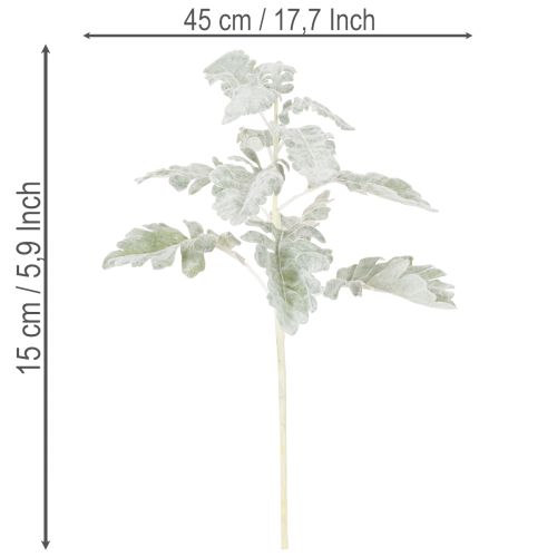 Ramo artificiale di Senecio, foglia argentata, finemente lavorato, 45 cm, 3 pezzi | Floristik24.it