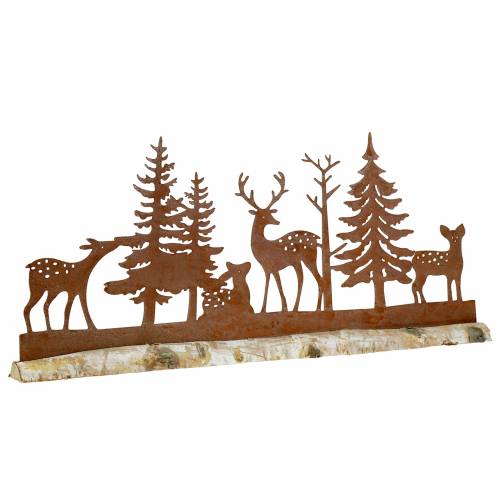 Floristik24 Sagoma della foresta con animali rusticati su base in legno 57 cm x 25 cm