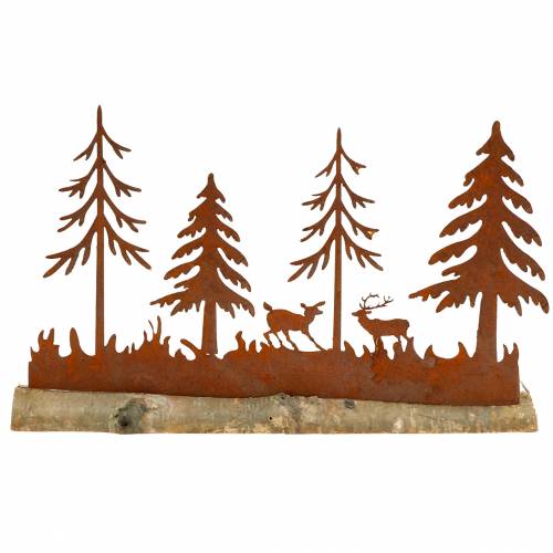 Floristik24 Sagoma di foresta con patina di animali su base in legno 30cm x 19cm