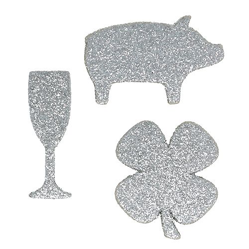 Floristik24 Decorazioni di Capodanno da spargere Mix Argento con mica 4 cm - 5 cm 24 pezzi