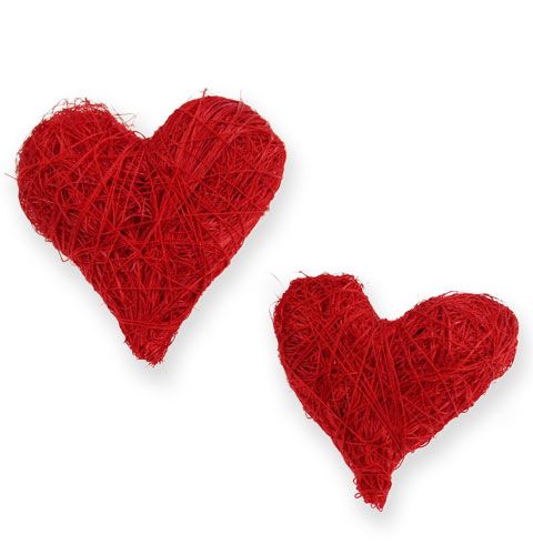 Floristik24 Cuori in sisal 5-6 cm rosso 24p