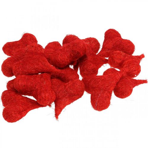 Prodotto Cuori di sisal rossi, decorazione per matrimonio, fibre di sisal naturali, San Valentino H7,5-9 cm 16 pz