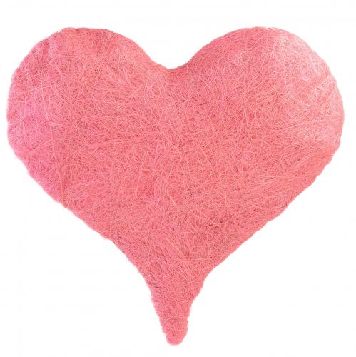 Decorazione cuore con fibre di sisal Cuore in sisal rosa chiaro 40x40cm