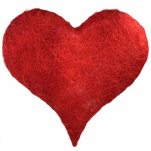 Floristik24 Cuore in sisal Decorazione cuore con fibre di sisal in rosso 40x40 cm