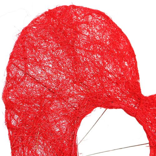 Floristik24 Bracciale a cuore in sisal 20 cm cuore rosso decorazione fiore in sisal 10 pz
