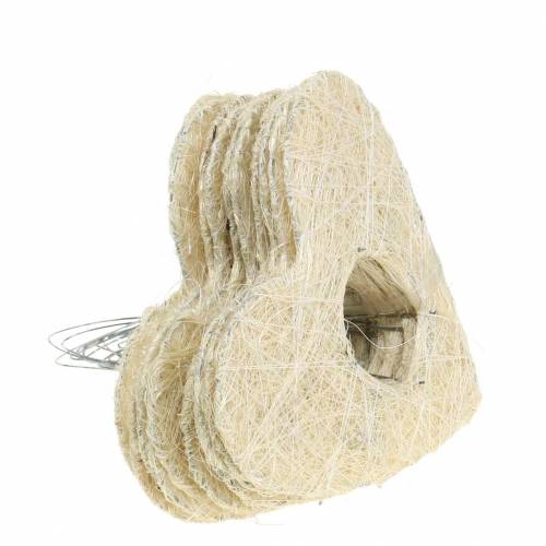 Floristik24 Bracciale in sisal cuore sbiancato 16 cm 10 pz