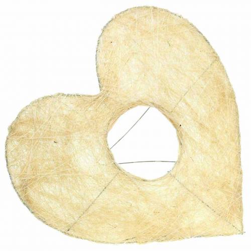 Floristik24 Cuore in sisal sbiancato 25,5 cm 10 pezzi