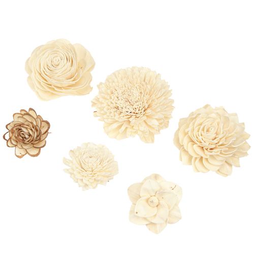 Prodotto Sola Flowers Wood Fiori in legno Decorazione Mix Crema 6-11 cm 12-15 pz