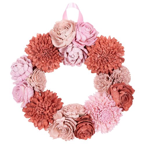 Ghirlanda floreale da appendere con fiori rosa per una decorazione elegante del soggiorno, 25 cm