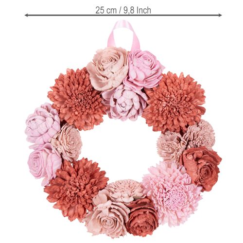Prodotto Ghirlanda floreale da appendere con fiori rosa per una decorazione elegante del soggiorno, 25 cm