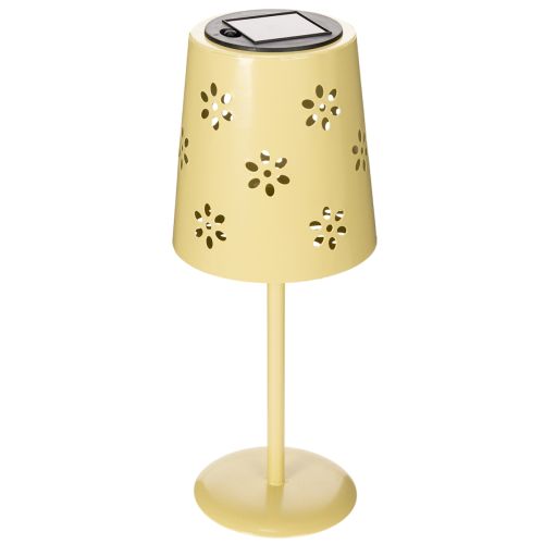 Lampada da tavolo solare con delicato motivo floreale per balcone o terrazza, 28 cm