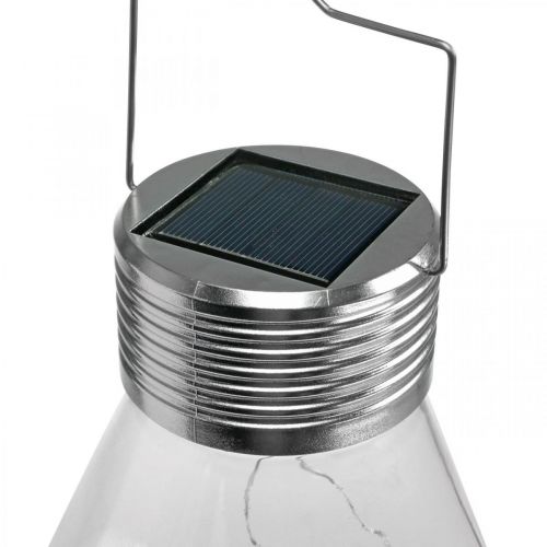 Floristik24 Diamante Lampada Solare Balcone Lanterna LED Luce Decorazione Giardino Bianco Caldo H31cm Ø22cm