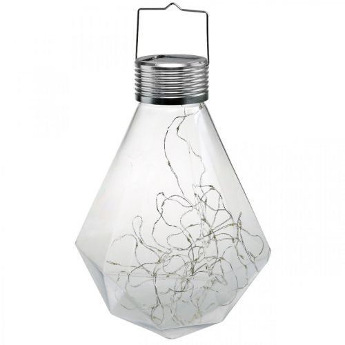 Diamante Lampada Solare Balcone Lanterna LED Luce Decorazione Giardino Bianco Caldo H31cm Ø22cm
