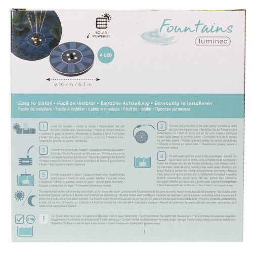 Prodotto Pompa solare per laghetti da giardino, fontana decorativa galleggiante con LED, 16 cm