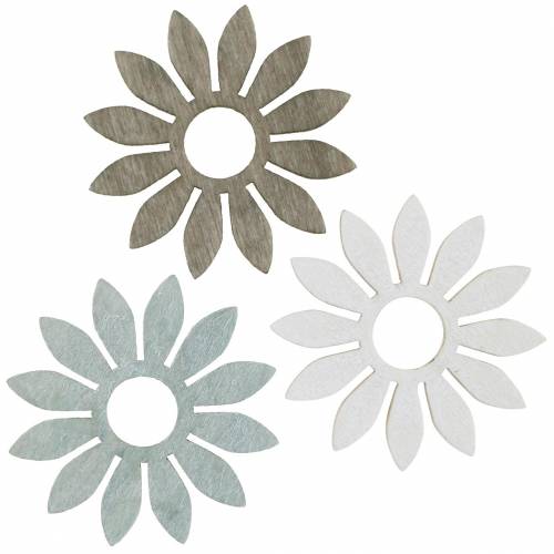 Prodotto Fiori estivi decoro in legno fiori decoro sparso marrone, grigio chiaro, bianco 72 pezzi