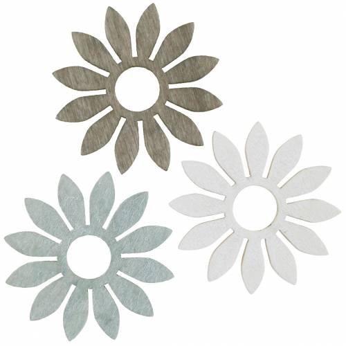 Fiori estivi decoro in legno fiori decoro sparso marrone, grigio chiaro, bianco 72 pezzi