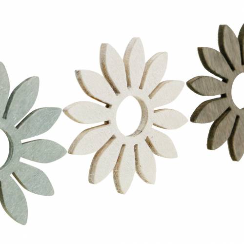 Floristik24 Fiori estivi decorazione in legno fiori marrone, grigio chiaro, decorazione sparsa bianca 72 pezzi