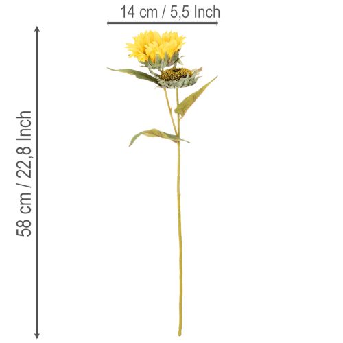 Prodotto Girasole artificiale con foglie e fiori realistici, 58 cm, 3 pezzi