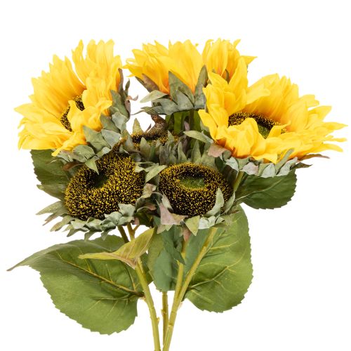 Girasole artificiale con foglie e fiori realistici, 58 cm, 3 pezzi | Floristik24.it