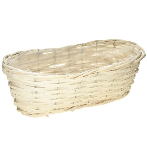Cestino per piante in salice sbiancato, 38×18×12cm