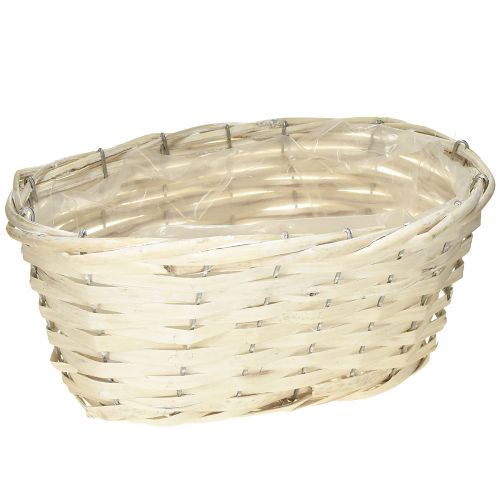 Cestino per patatine in vimini bianco naturale lavato 29×18×14cm
