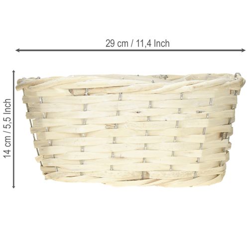 Prodotto Cestino per patatine in vimini bianco naturale lavato 29×18×14cm