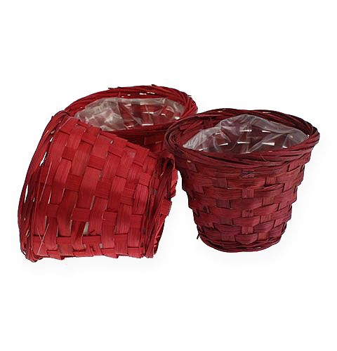 Floristik24 Cestino trucioli rosso scuro e rosso chiaro Ø12cm 10 pezzi