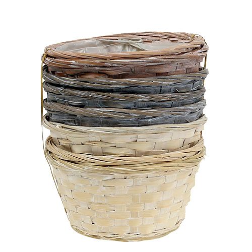 Prodotto Cestino per piante rotondo portatrucioli Ø20cm bianco/grigio/marrone 8 pz