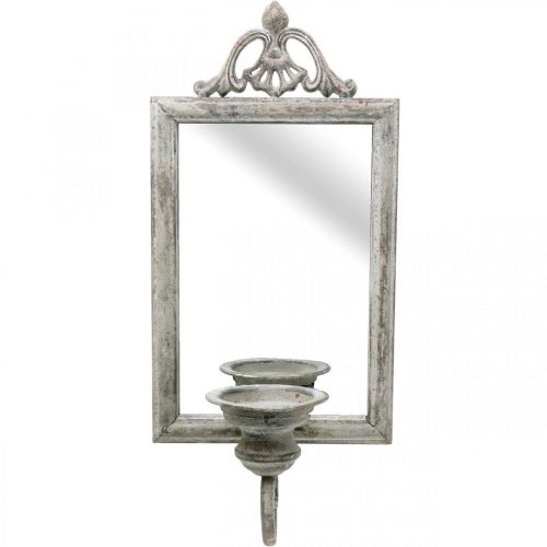 Specchiera effetto antico con portacandele shabby chic H50cm