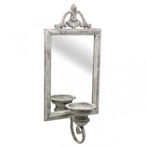 Floristik24 Specchiera effetto antico con portacandele shabby chic H50cm