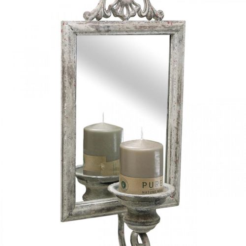 Floristik24 Specchiera effetto antico con portacandele shabby chic H50cm